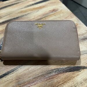 Prada Taupe Leather Wallet